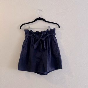 Uniqlo Navy High Waisted Paper Bag Shorts